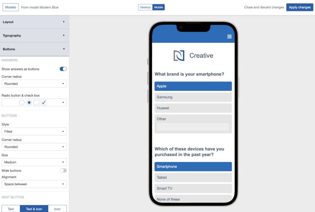Online survey - Themes editor