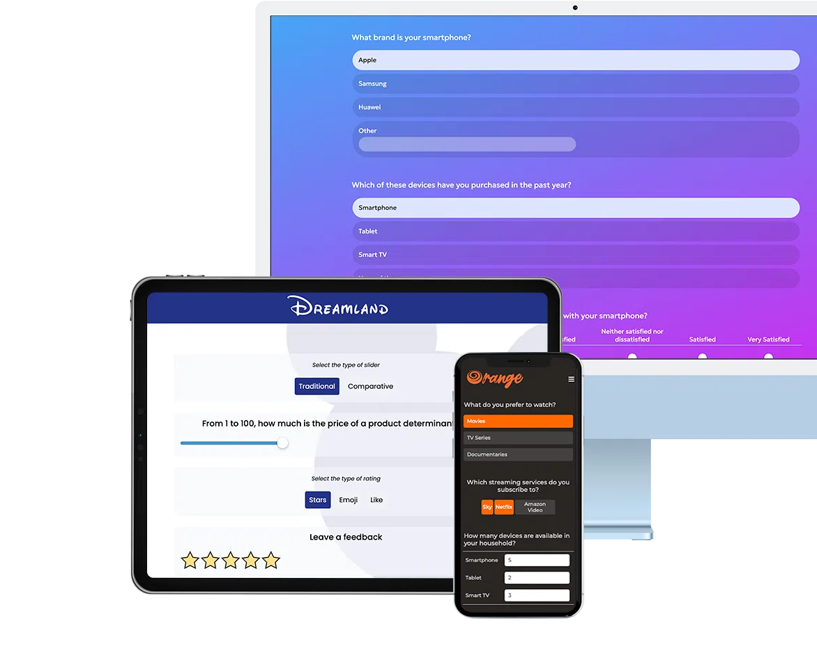 Graphic interface of the survey software IdSurvey. Focus on the distribution features.
